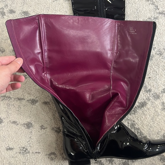 Coach FRESNA Patent Leather Knee-High Boot Black 7 riding croc embossed 7B - Picture 13 of 16